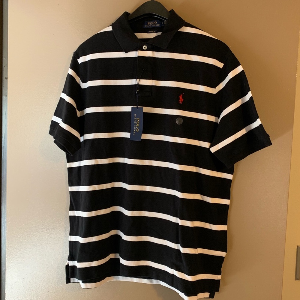 Polo Ralph Lauren Black and White Striped Polo